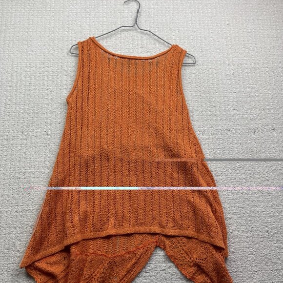 Y2K Caty Lesca Paris Crochet Knit Boho Layered Festival Top Orange Wom Sz 2 - Picture 9 of 10